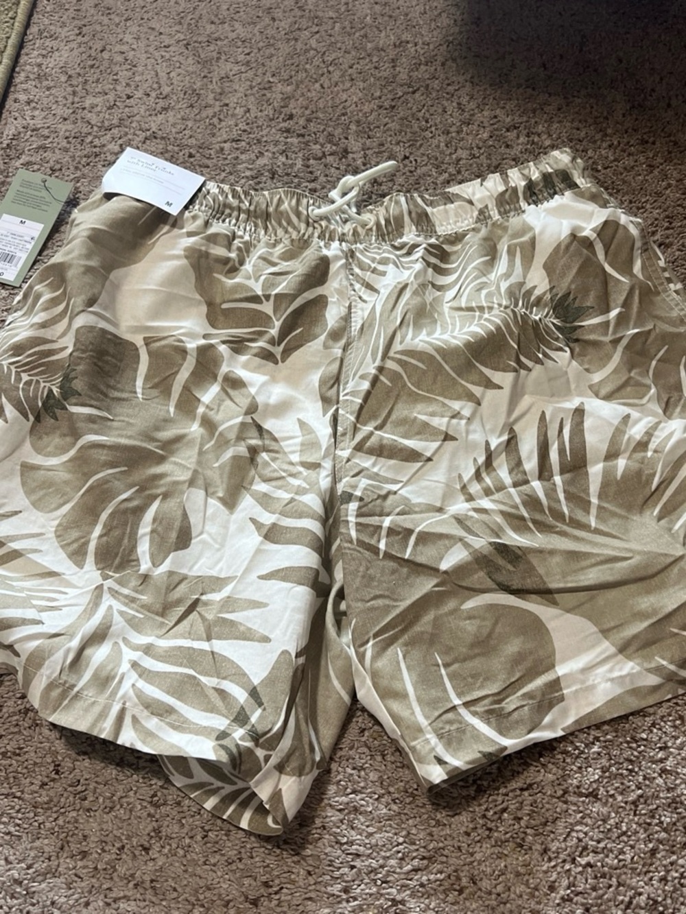 Men's Tropical Print Drawstring Swim trunks